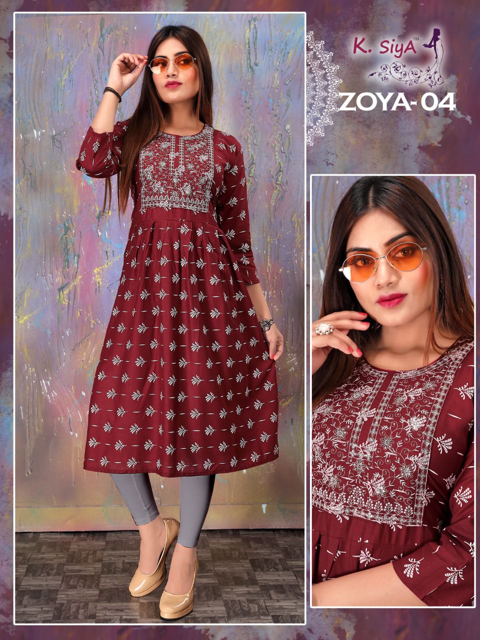 K Siya Zoya 01 Latest Regular Wear Rayon Printed Kurti Collection