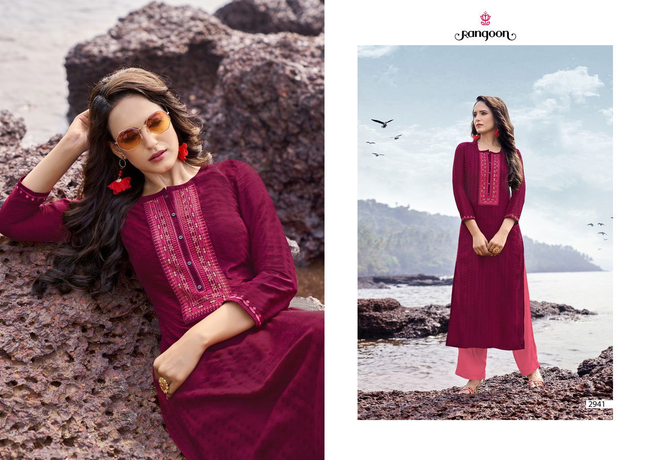 Rangoon Latest Fancy Designer Ethnic Wear Lining Silk With Work Long Kurti Collection