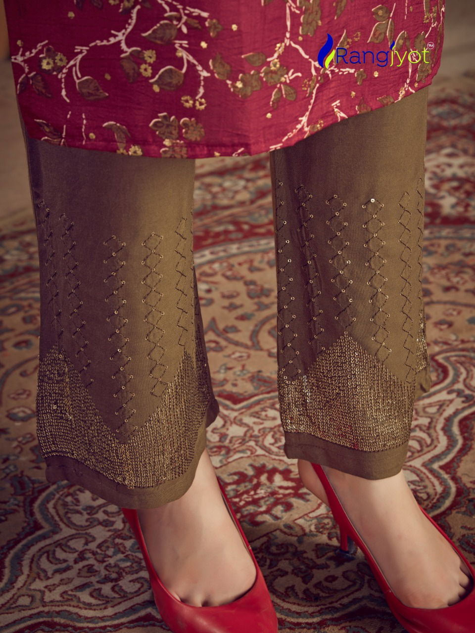 RANGJYOT NARGIS VOL-1 Latest fancy Heavy Designer Festive Wear Dolla silk top With Sequence Work pant Kurtis Collection 