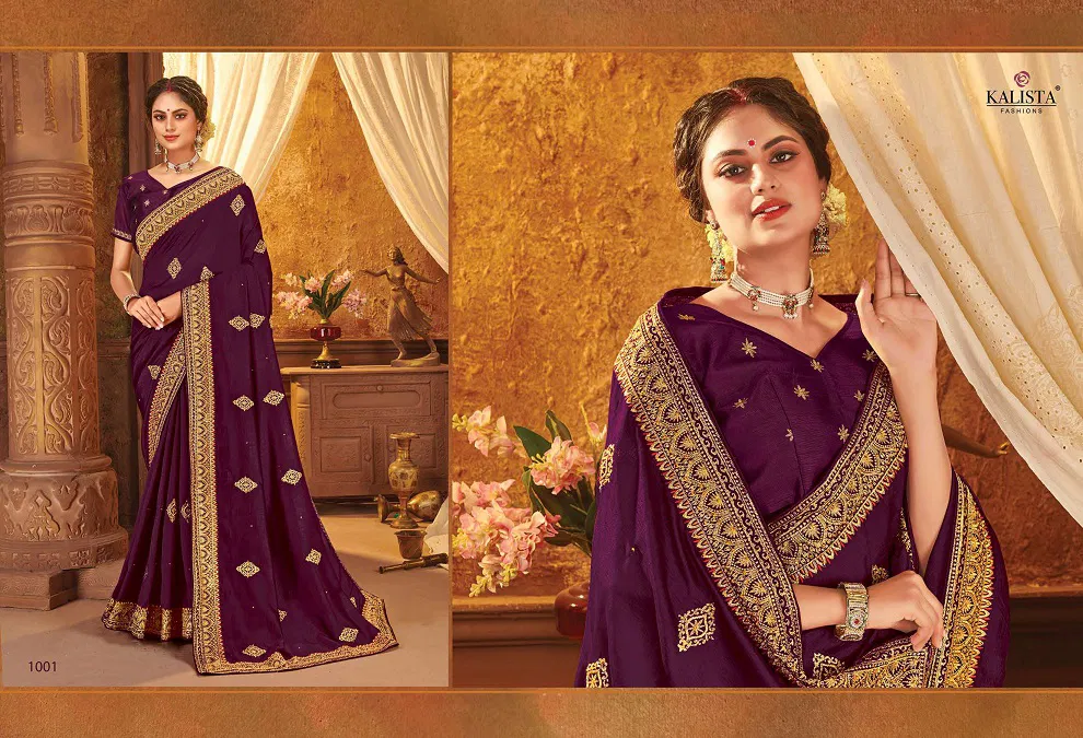 Kalista Shivalika Latest Fancy Festive Wear vichitra silk Embroidery Worked Sarees Collection
