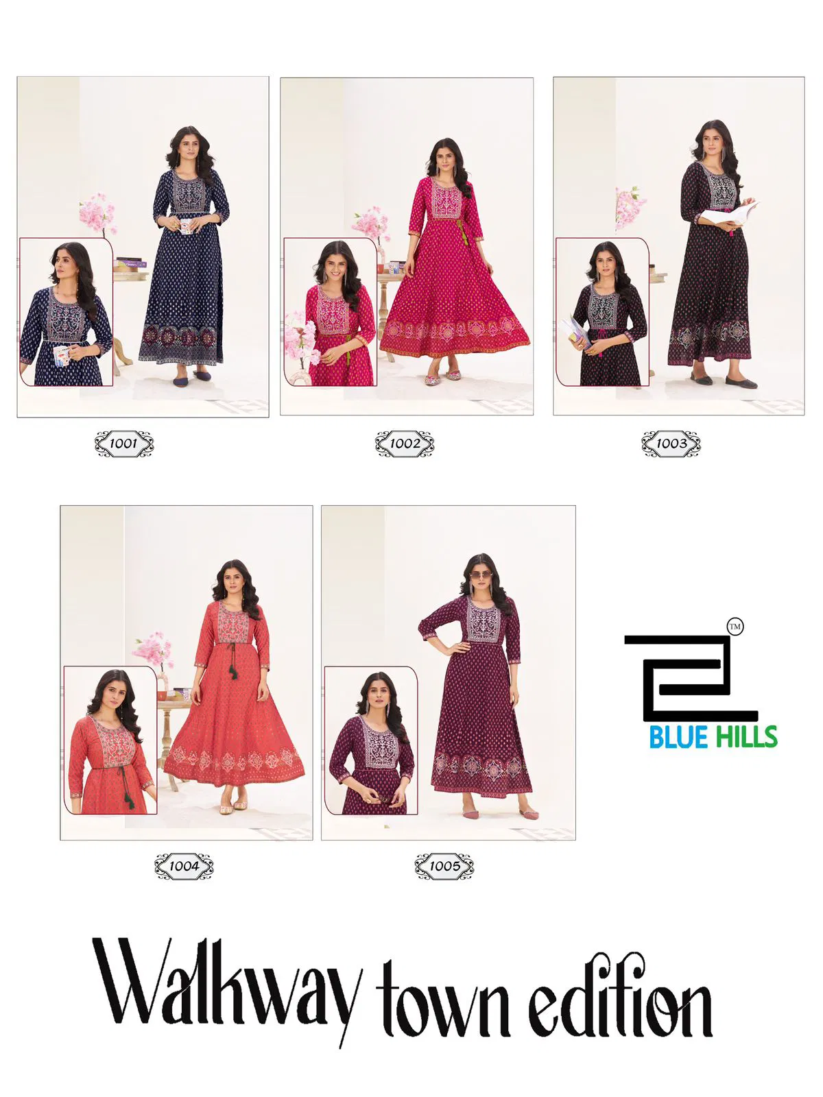 Walkway Town Edition By Blue Hills Rayon Embroidery Anarkali Kurtis Orders In India