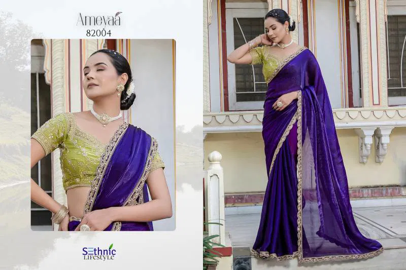 Ameyaa By Sethnic Satin Occasion Wear Saree Wholesale Shop In Surat