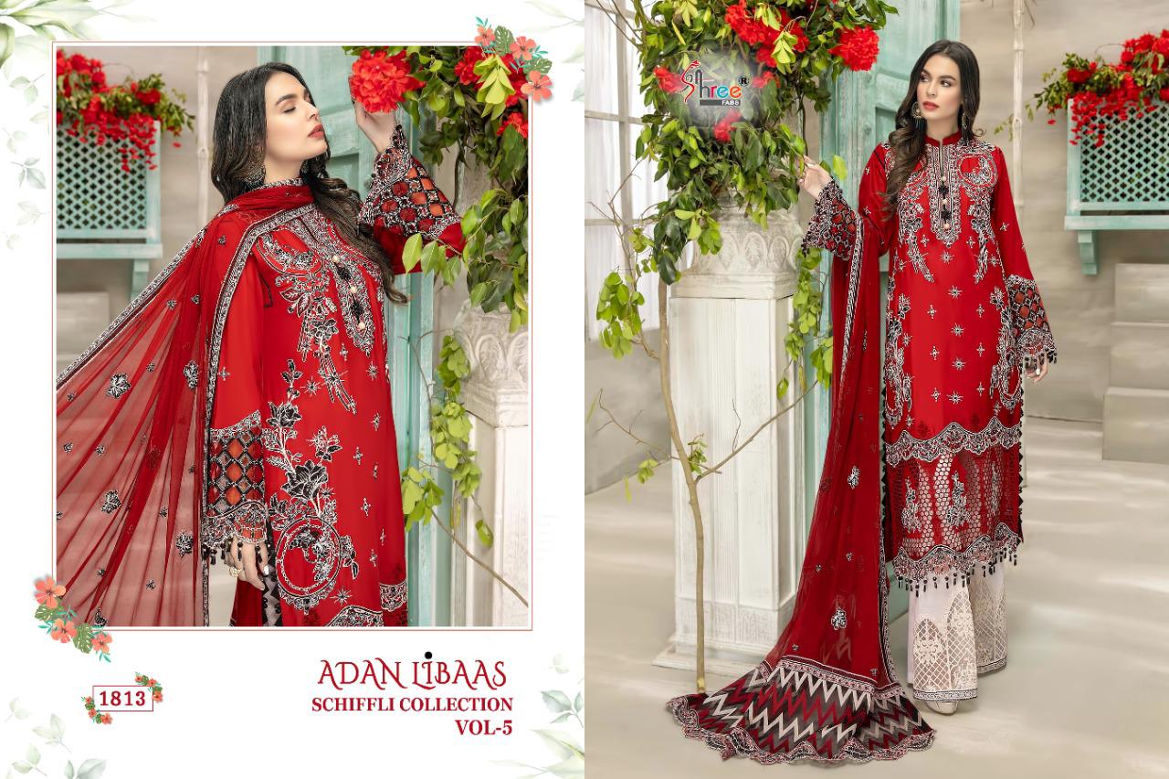 Shree Adan Libaas Schiffli Collection 5 Pure Low Cotton With Self Embroidery Work Pakistani Salwar Suits Collection
