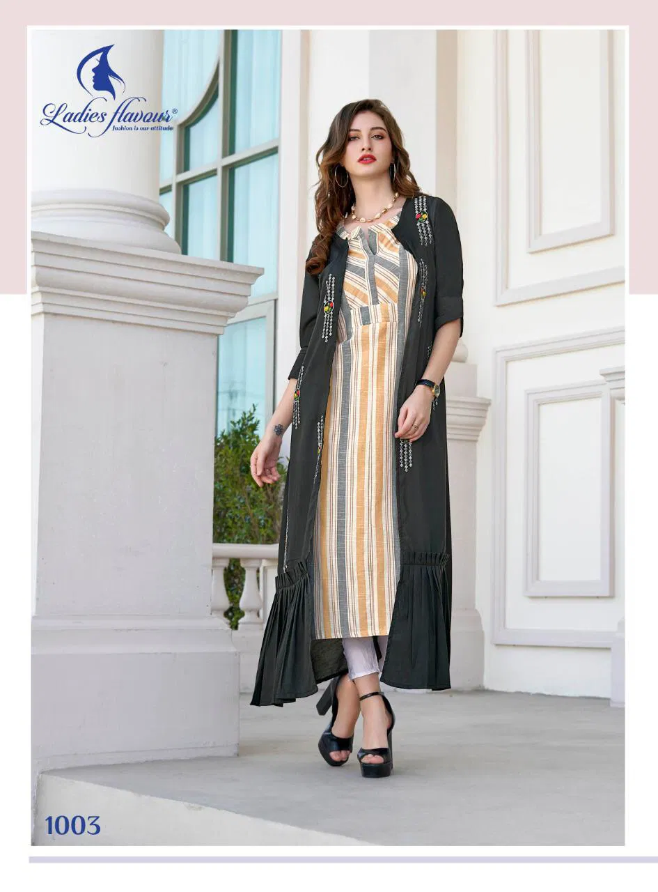 Life Style Vol-4 Ladies Flavour Designer South Cotton Stripes & Rayon Stripes & Mull Cotton & Musline With Embroidery Work Comfy Kurti With Pant 