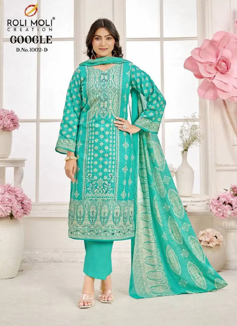 Roli Moli Google 1002 Semi Cambric Printed Dress Material Exporters In India