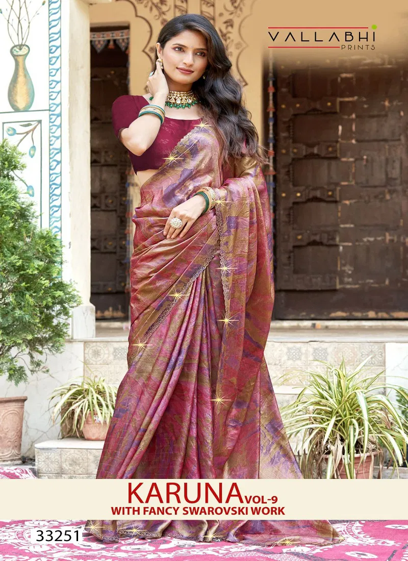 Karuna Vol 9 By Vallabhi Chiffon Printed Wholesale Saree Suppliers In Mumbai