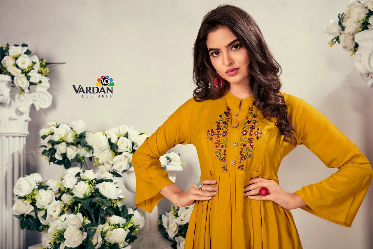 Vardan Good News Latest Fancy Designer Ethnic Wear Heavy Rayon Embroidery Kurtis Collection
