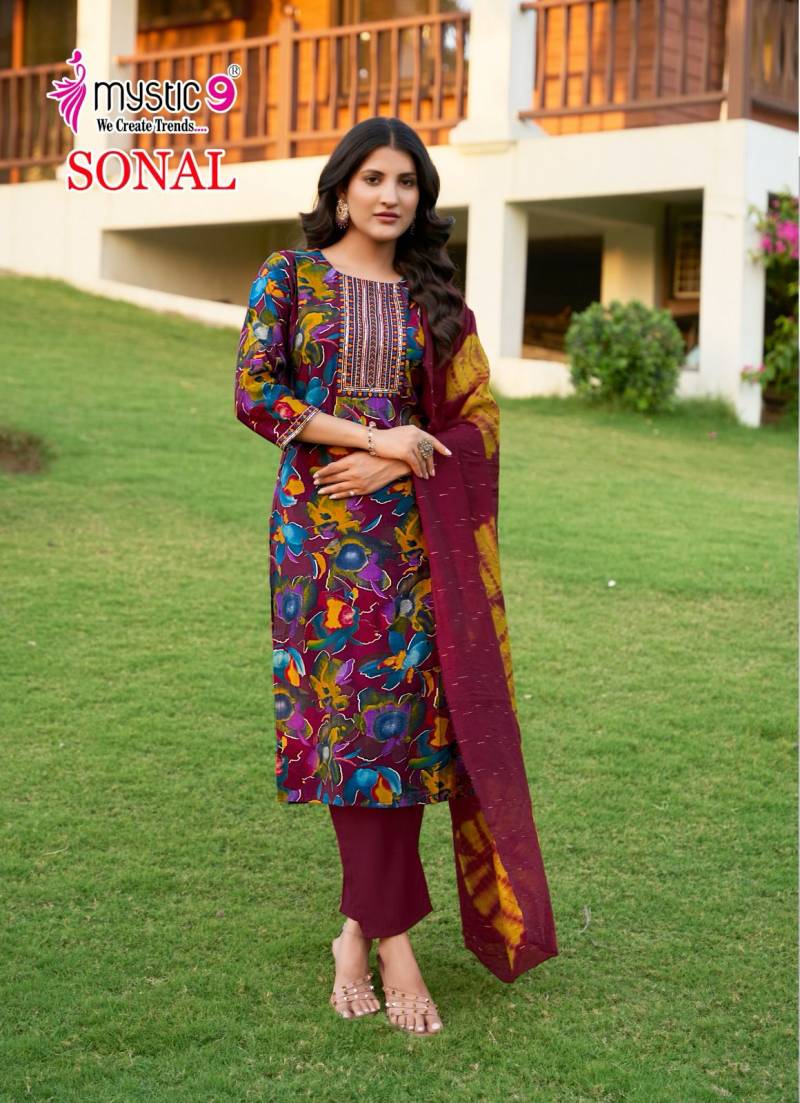 Sonal Vol 2 By Mystic 9 Roman Silk Kurti With Bottom Dupatta Orders In India