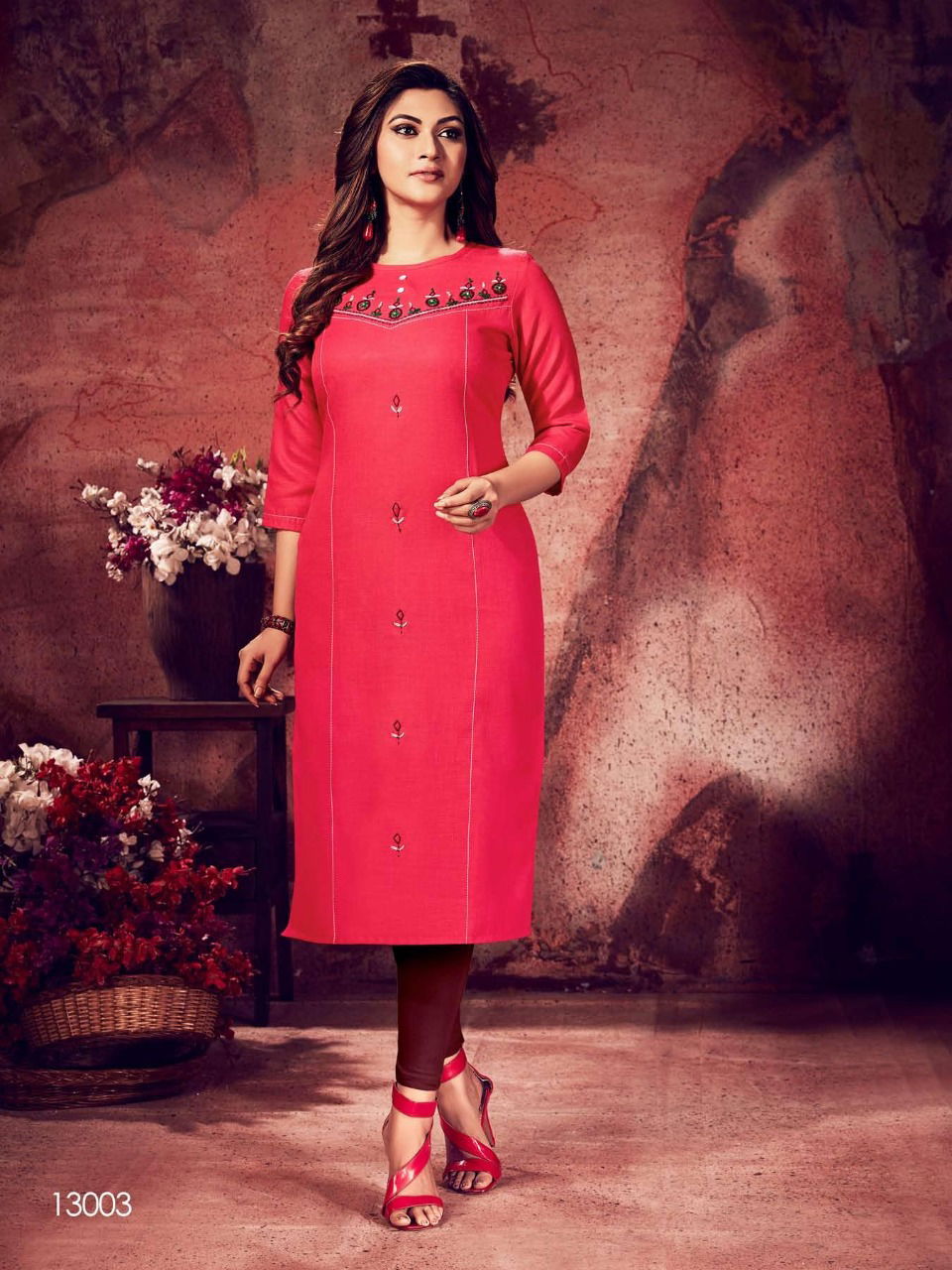Fiesta Zubee Latest Designer Fancy Festive Wear Straight Embroidery Kurtis Collection
