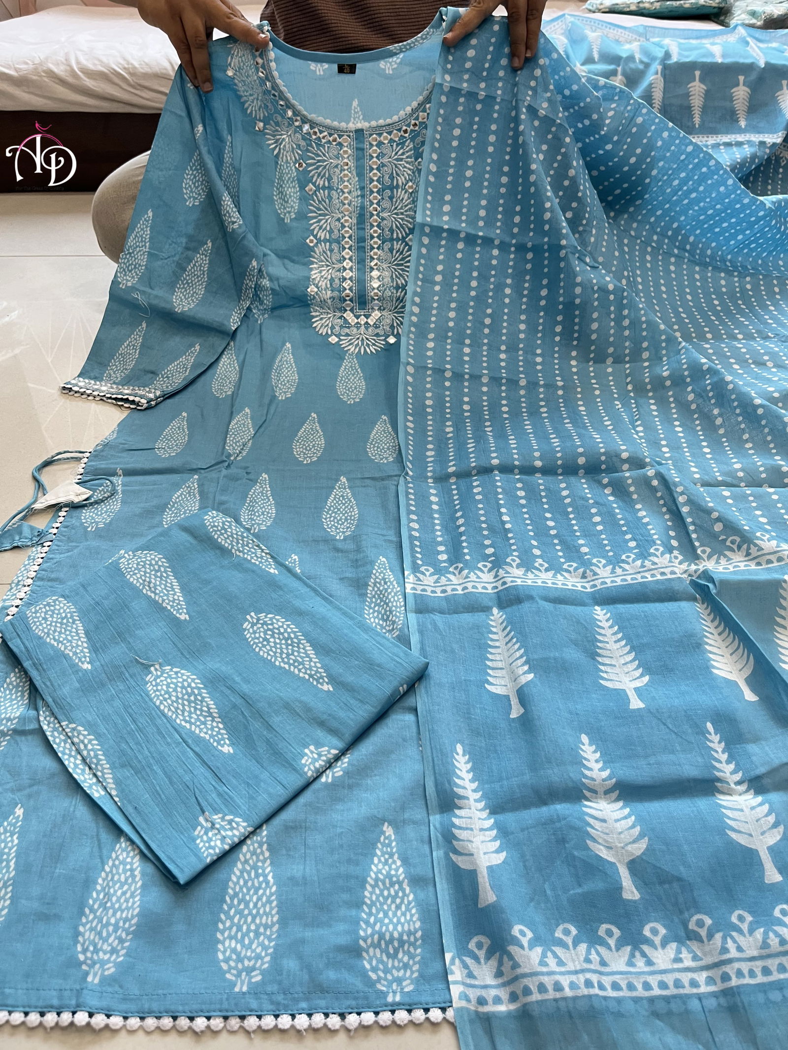 Akshar Printed Pure Cotton Top With Bottom Dupatta Orders In India Suppliers In India