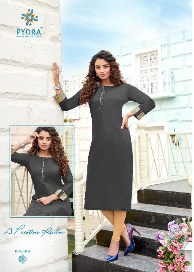 PYORA DIVA VOL-1 Latest Designer fancy Regular Wear Pure Swiss Slub cotton Kurtis Collection