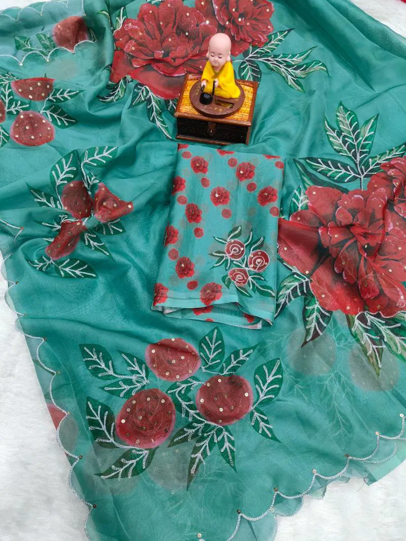 Vt 718 T Soft Tabby Organza With Digital Printed Saree Wholesale In India