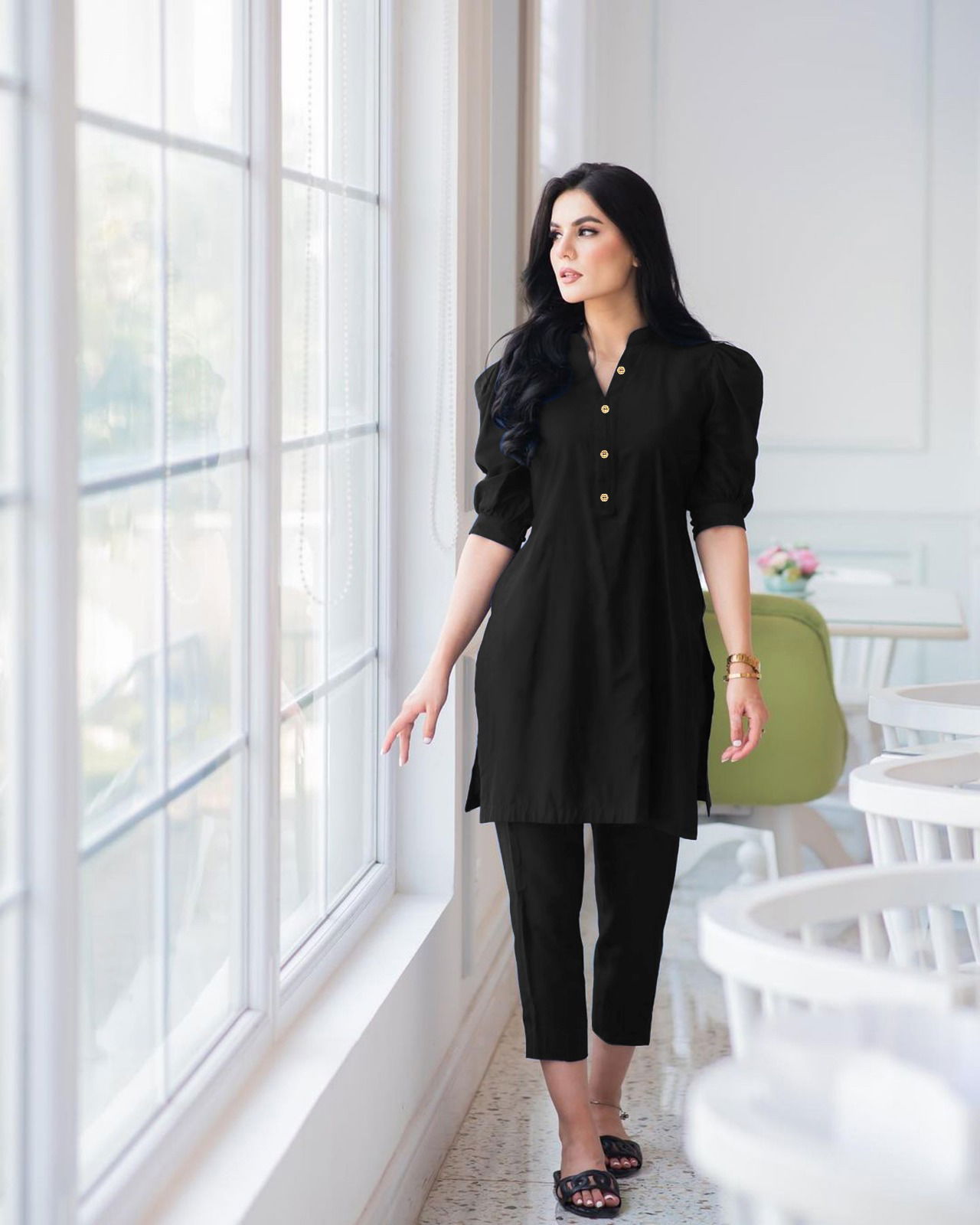 2015 Party Wear Cotton Slub Short Kurti With Bottom Catalog