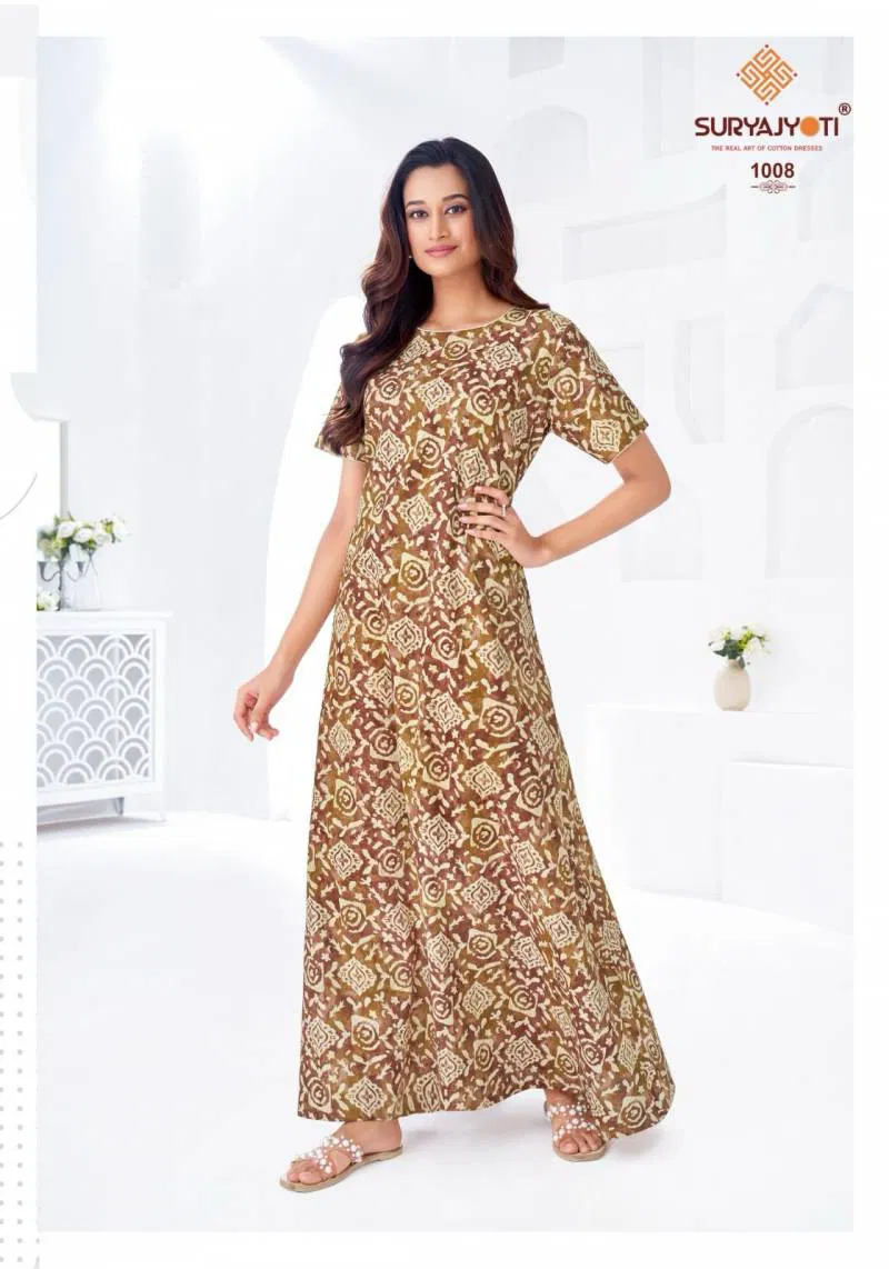 Pearl Vol 1 By Suryajyoti Cotton Printed Nighty Gown Wholesale Market In Surat