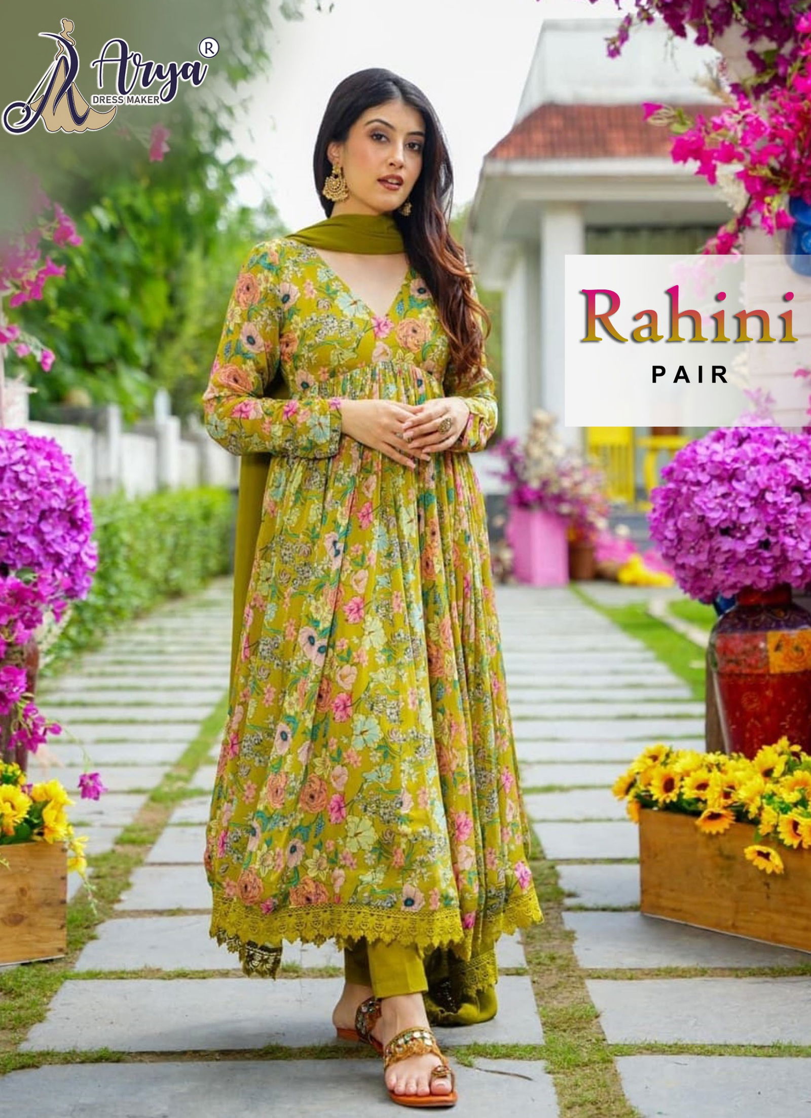Arya By Rahini Designer Alia Cut Kurti With Bottom Dupatta Catalog