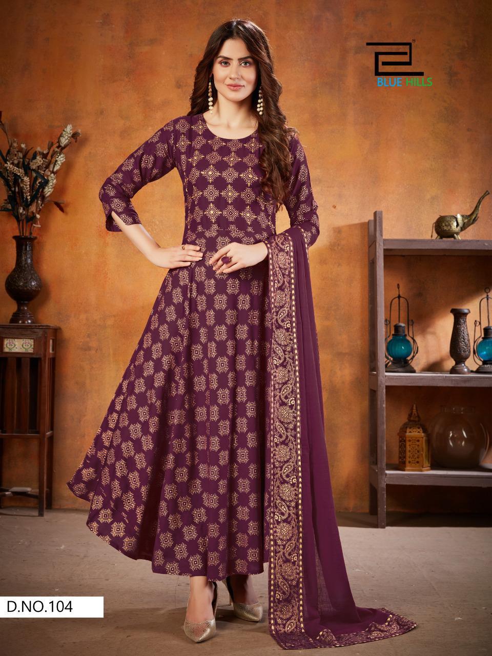 Blue Hilss Soul Mate 3 Rayon Festive Wear Long Kurti With Dupatta Collection