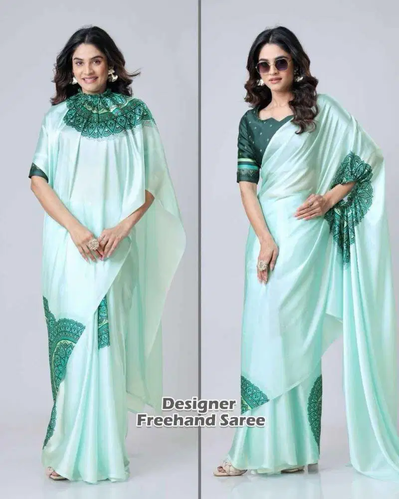 Kc 888 Digital Printed Crepe Silk Ready To Wear Saree Wholesale Market 