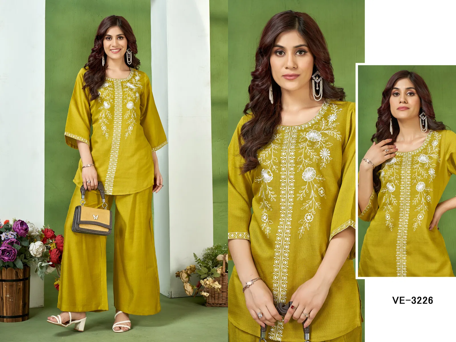 Ladies Flavour 3226 And 3227 Vatican Embroidery Top With Bottom Orders In India