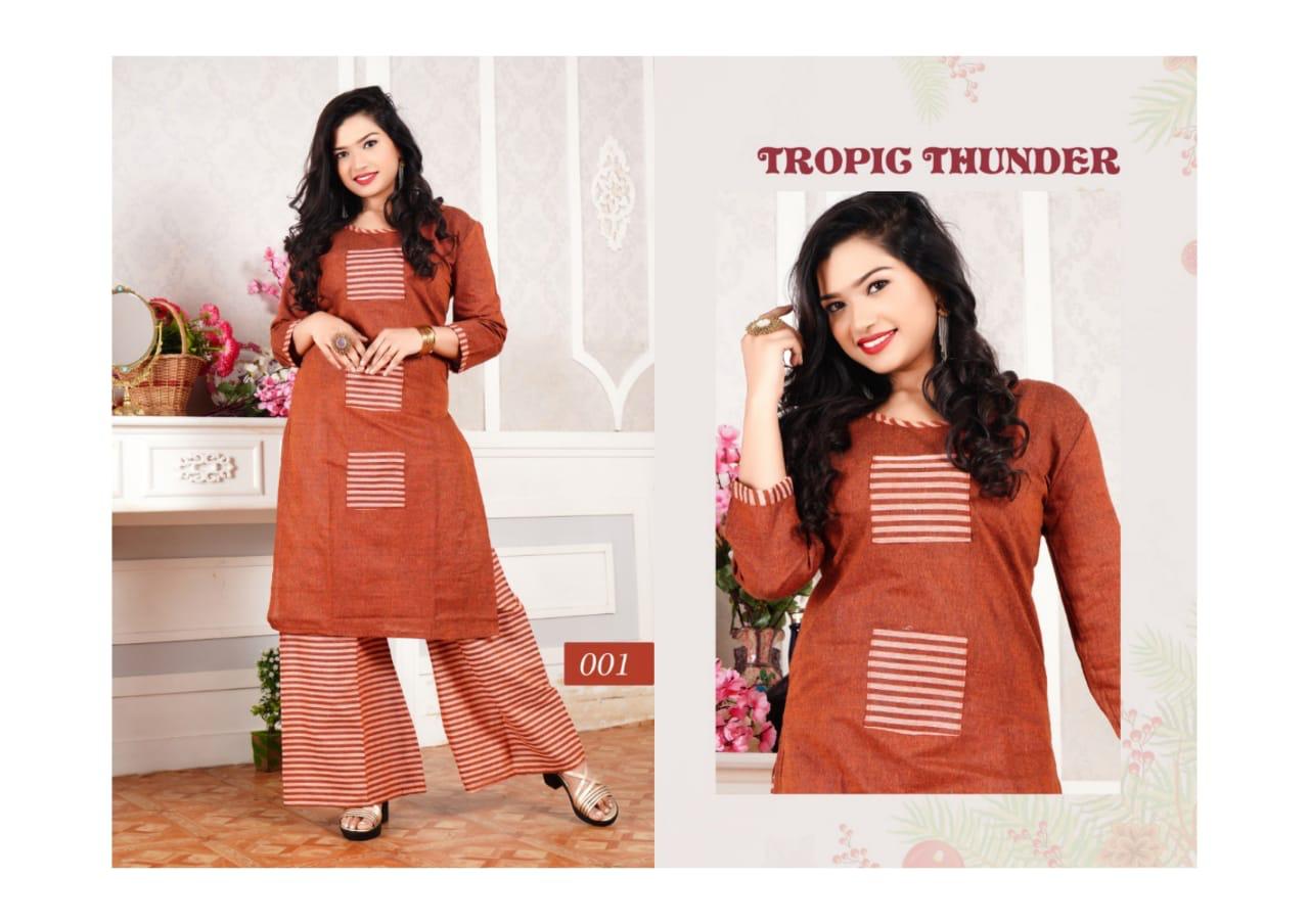 Trendy Plazzo Express Latest Regular Wear South Cotton Handloom Kurti With Bottom Collection

