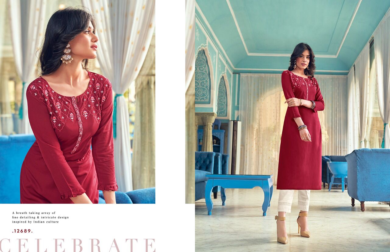 Kalaroop Lily 20 Fancy Wear Embroidery Ethnic Wear Designer Kurtis Collection
