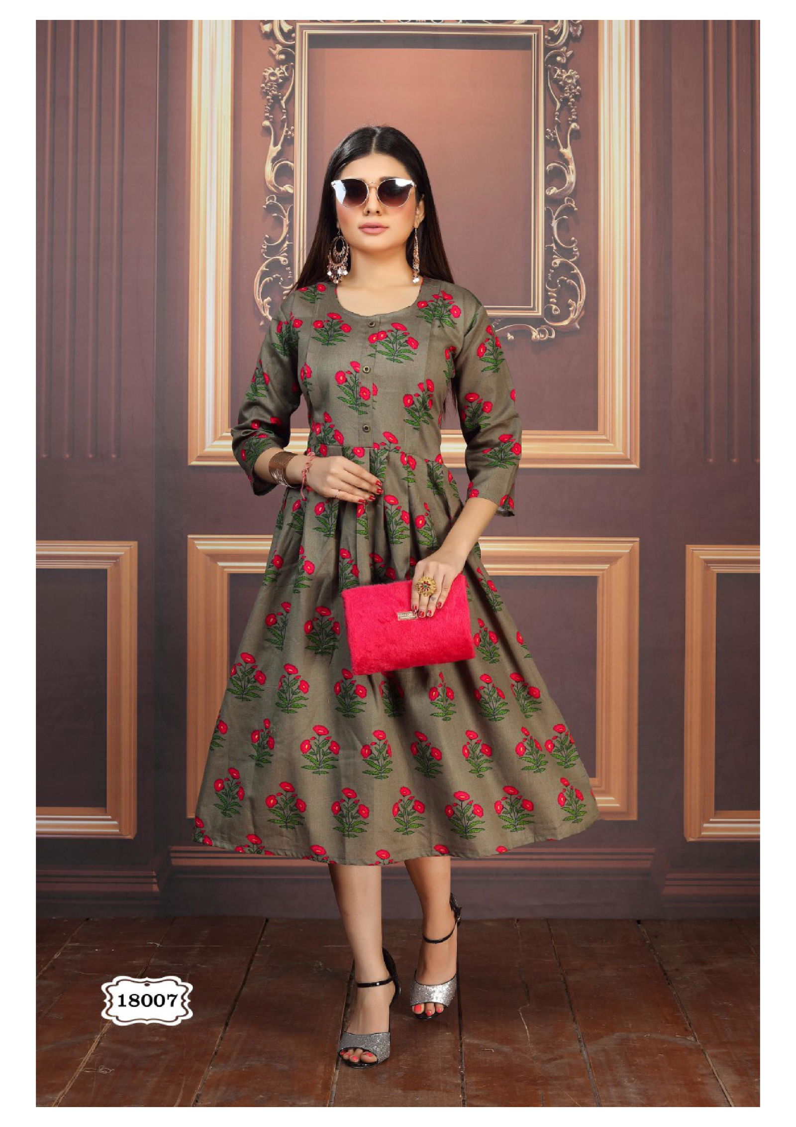 PAKIZA 6 New Collection Fancy Designer Regular Ethnic Wear Cotton Flex Print Anarkali Kurtis Collection