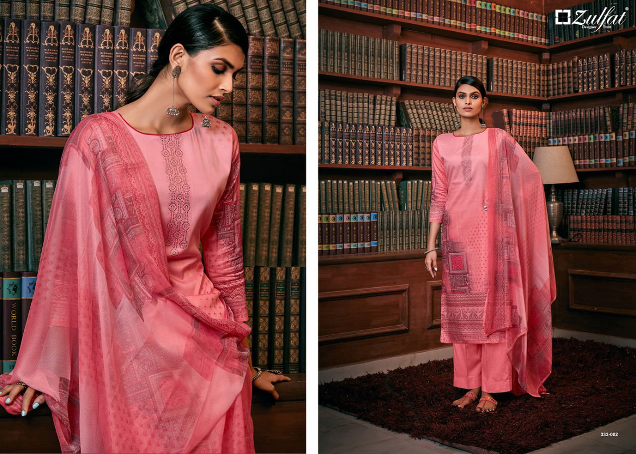 Zulfat Iris Latest fancy Designer Regular Casual Wear Pure Jam Digital Print With Swarovski Diamond Cotton Designer Dress Material Collection
