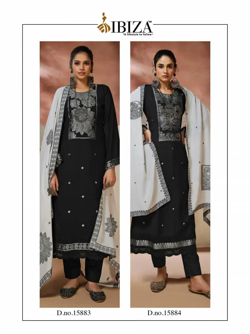 Arizona By Ibiza Muslin Jacquard Embroidered Salwar Kameez Wholesale In India