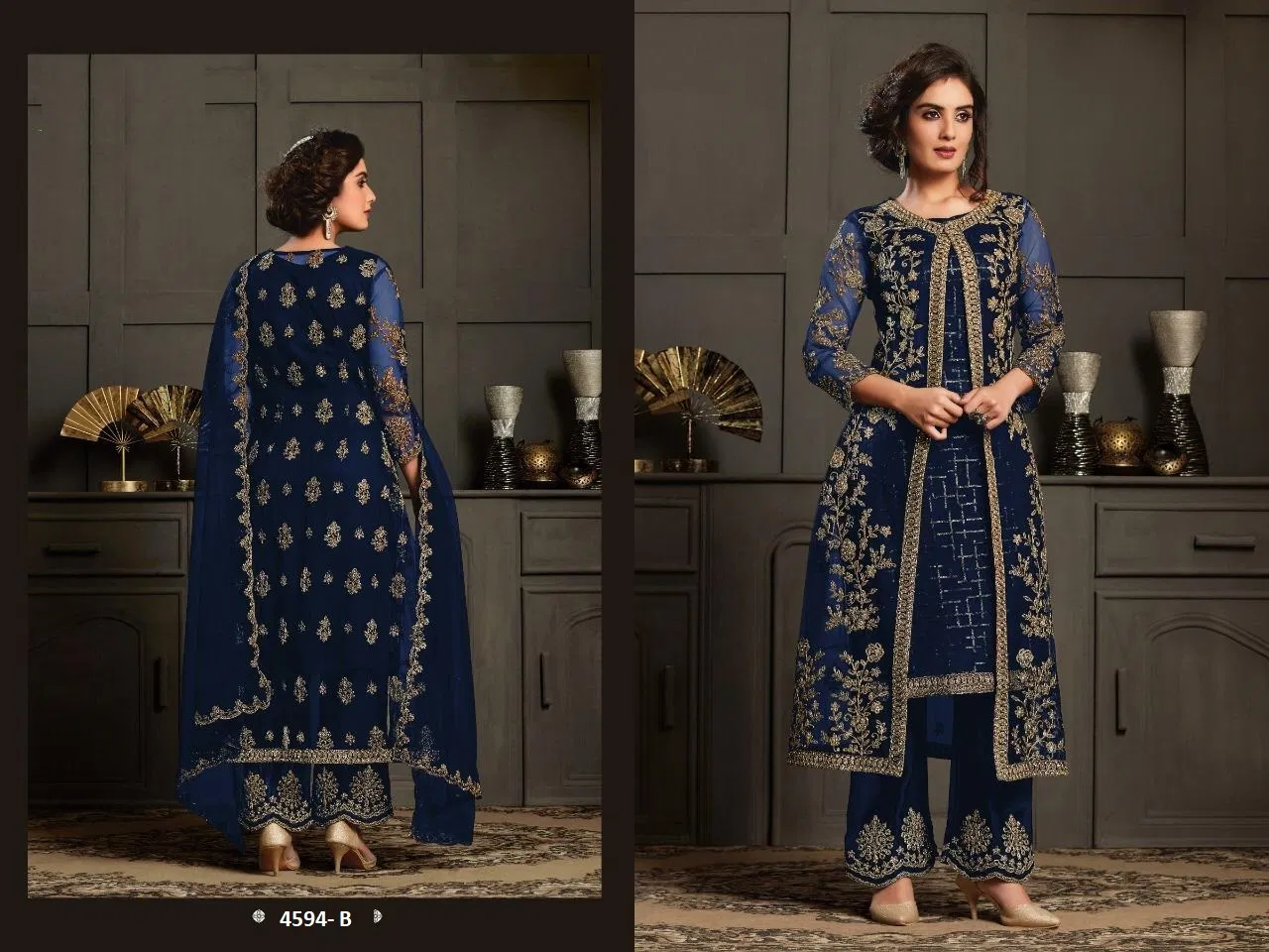 Super Hit 4594 Colors Latest Fancy Festive Wear Heavy Net with Embroidery And Cording Beautiful Ton To Ton Sequences Work Salwar Kameez Collection