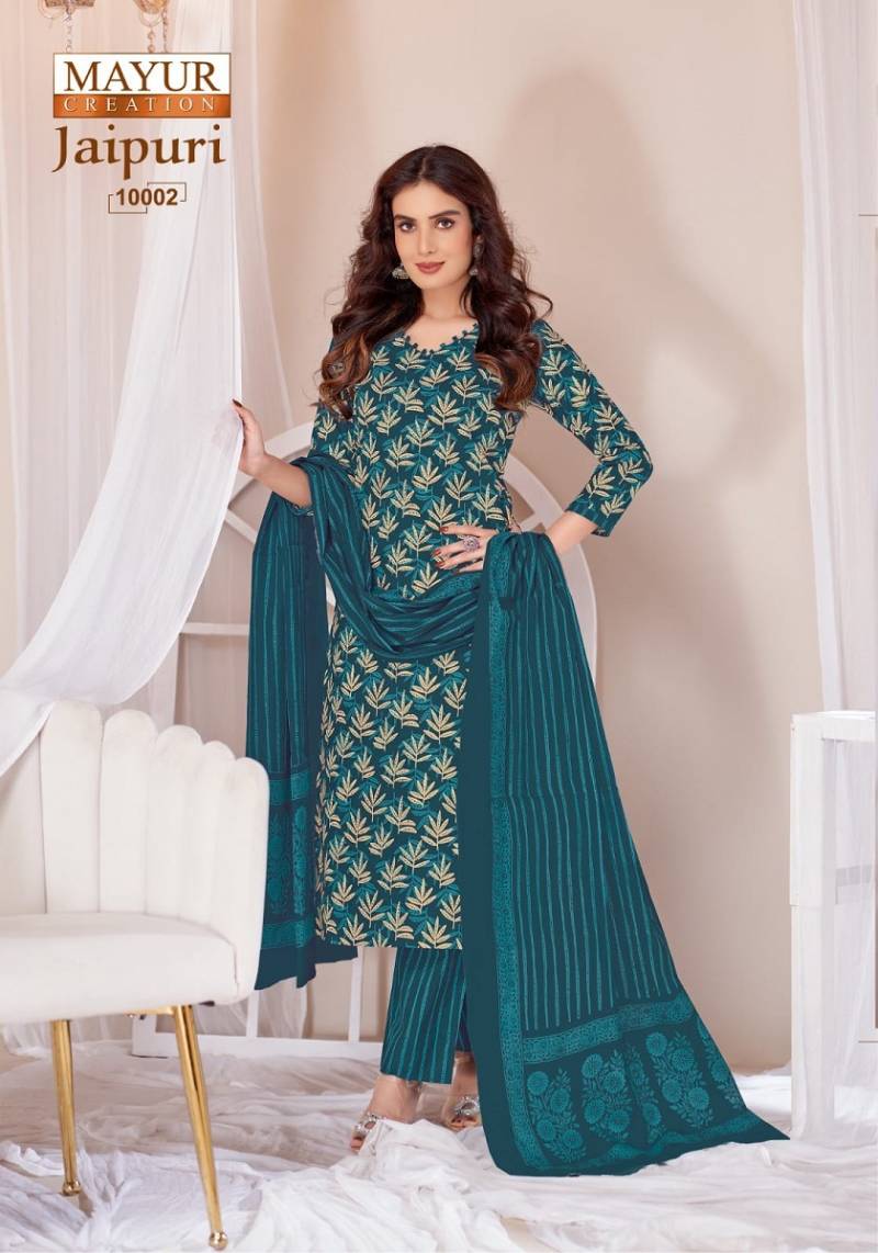 Jaipuri Vol 10 By Mayur Cotton Printed Stylish Dress Material Wholesale Online