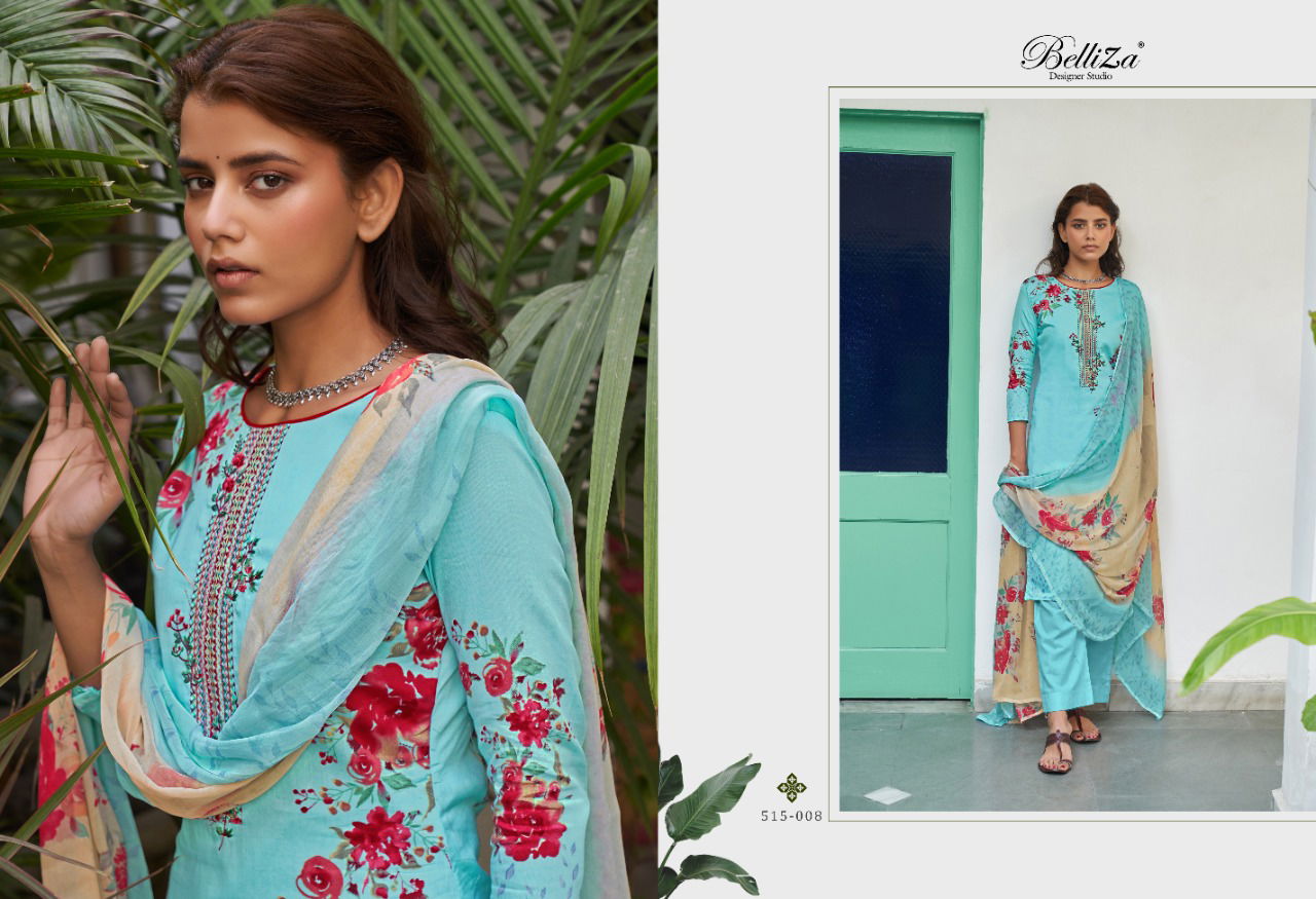 Belliza Ehsaas Casual Wear Pure Jam Cotton Printed And Heavy Embroidery Designer Dress Material Collection
