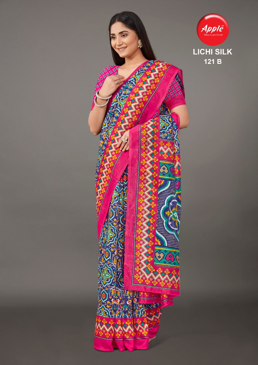 Apple Lichi Silk 121 Fancy Ethnic Wear Silk Printed Saree Collection