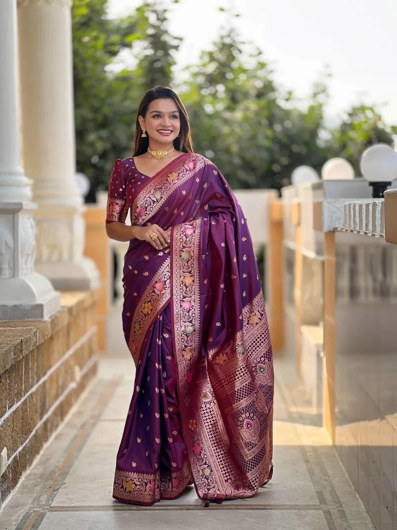 Aab Banarasi 5 Soft Banarasi Silk With Zari Weaving Saree wholesale price in surat

