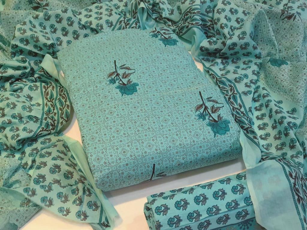 Latest Flower Print Designer Cotton Dress Material Collection 
