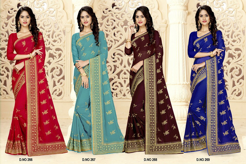 Kalista Latest Designer Embroidery Work Wedding Party Wear Saree Collection  