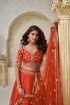Rust Colour Silk With Leaf Embroidery Work Lahenga With Blouse Dupatta Wholesale Market In Surat KF 2144