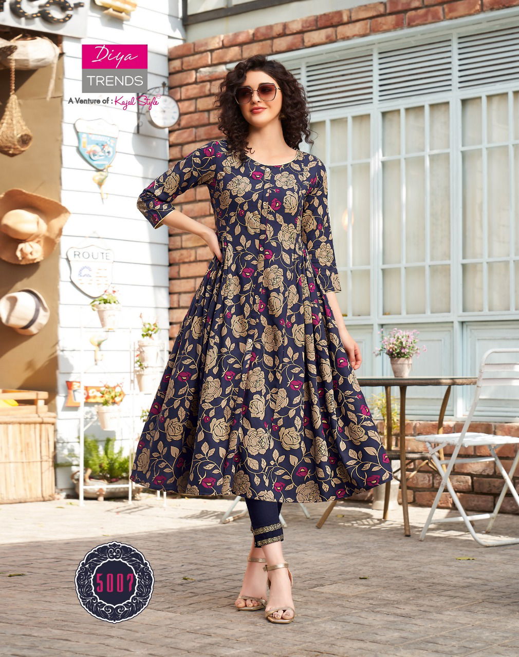 Ethnicity 5 Latest Designer Heavy Festive Wear Long Gown Style Rayon And Embroidery Work Long Kurtis Collection
