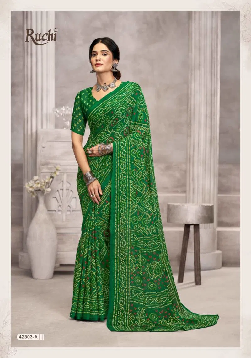 Star Chiffon 194 By Ruchi Printed Chiffon Saree Wholesale Price In Surat