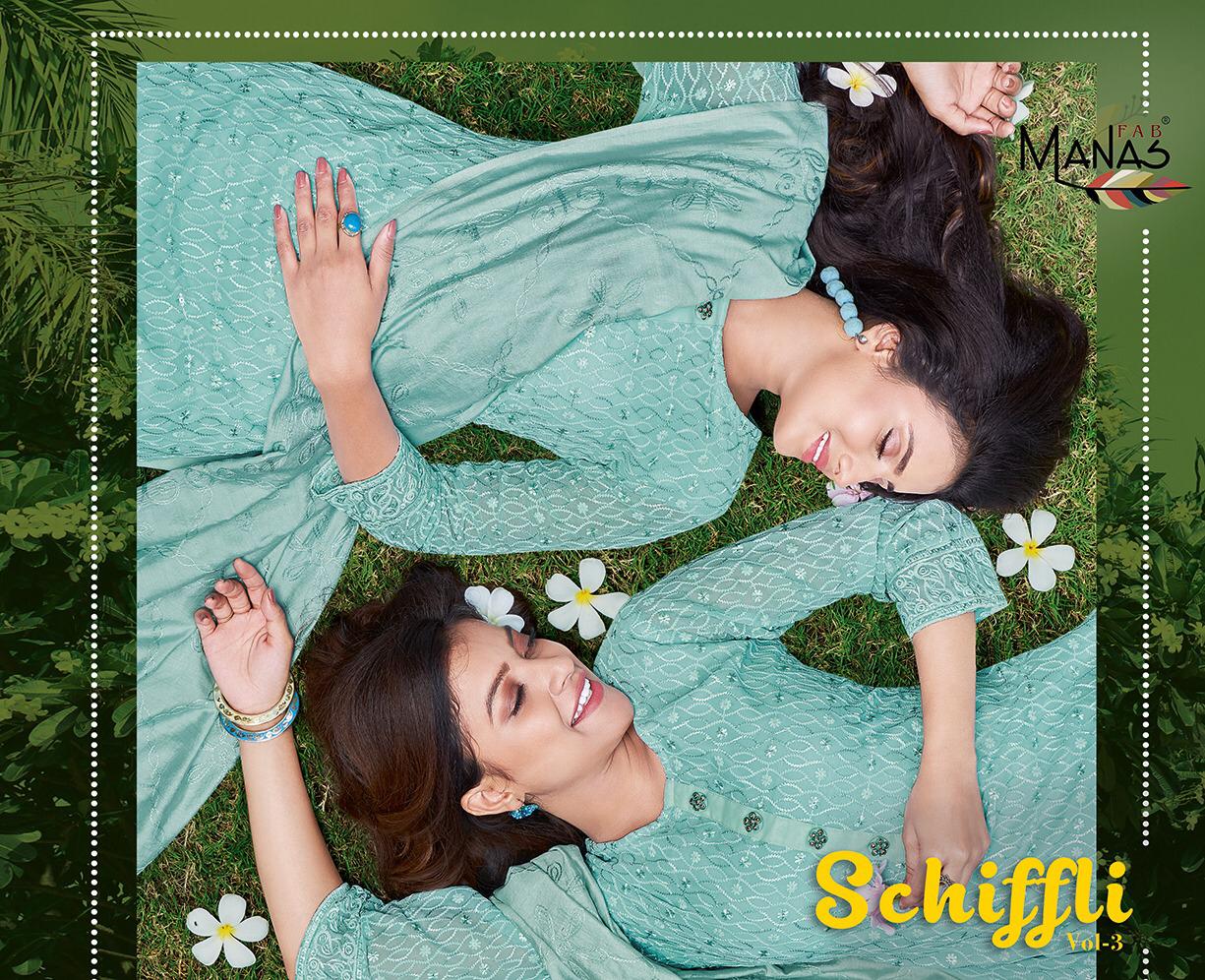Manas Schiffli 3 Georgette Fancy Festive Wear Ready Made Designer Collection
