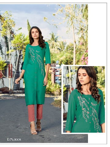 Baanvi Marigold 1 Latest fancy Designer Heavy Rayon Straight Cut Kurti Collection
