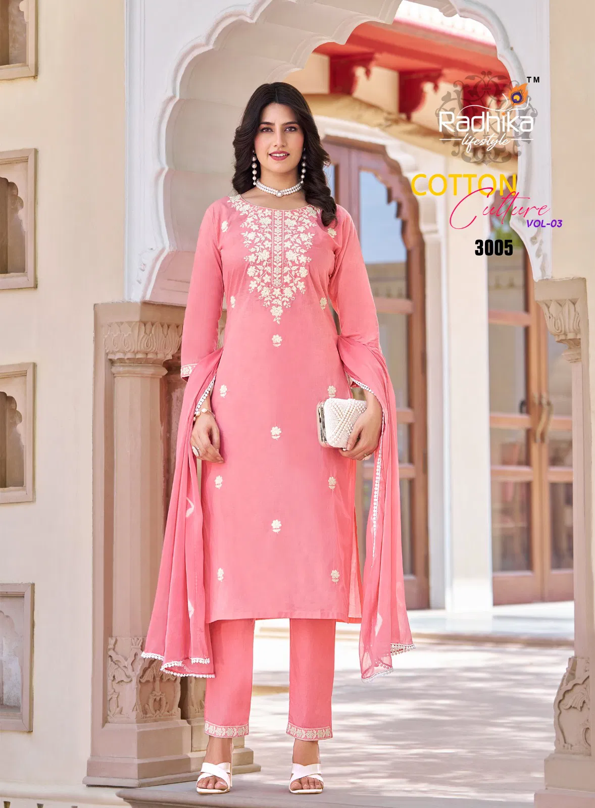 Cotton Culture Vol 3 By Radhika Cotton Embroidery Kurti With Bottom Dupatta 
