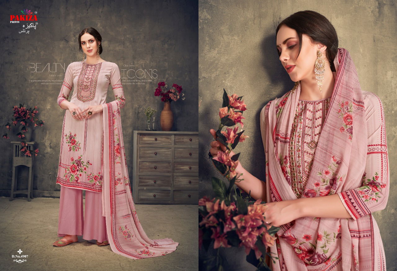 Pakiza 49 Sana Safinaz Latest fancy Designer Casual Regular Wear Crepe Silk Embroidery Work Dress Material Collection
