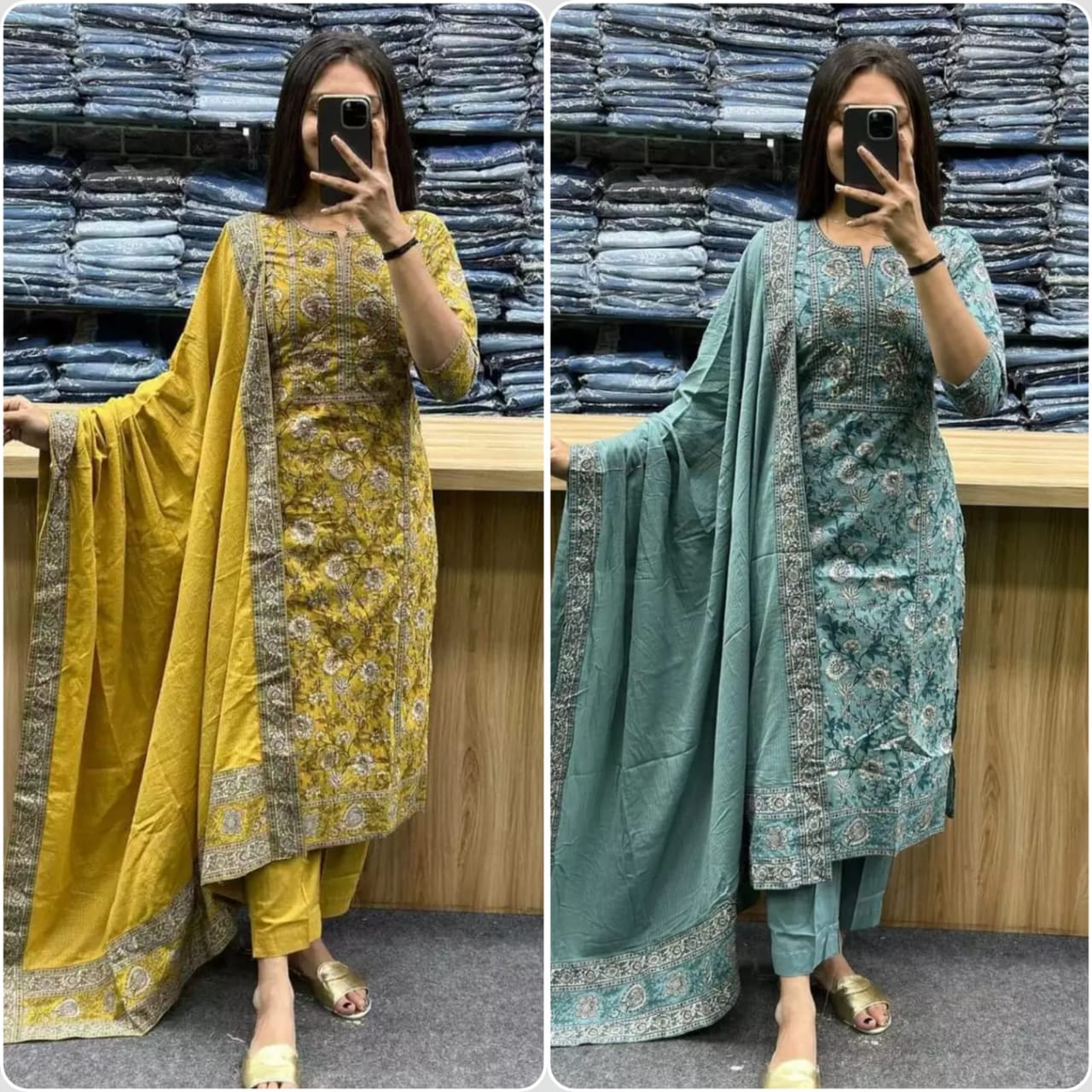 Kalaai Designer Cotton Printed  Kurti With Bottom Dupatta Manufacturers