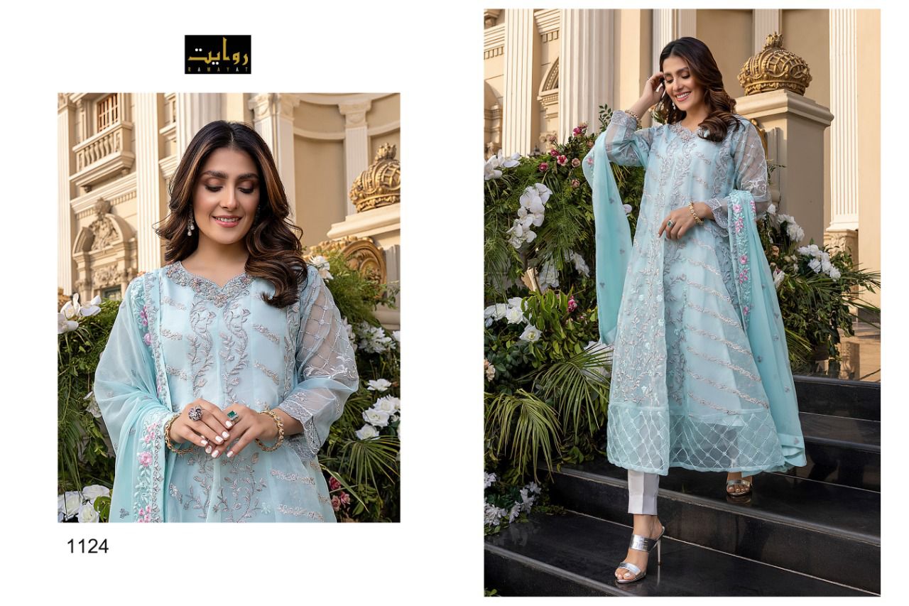 Rawayat Azure 1 Festive Wear Butterfly Net with Embroidery Pakistani Salwar Kameez Collection