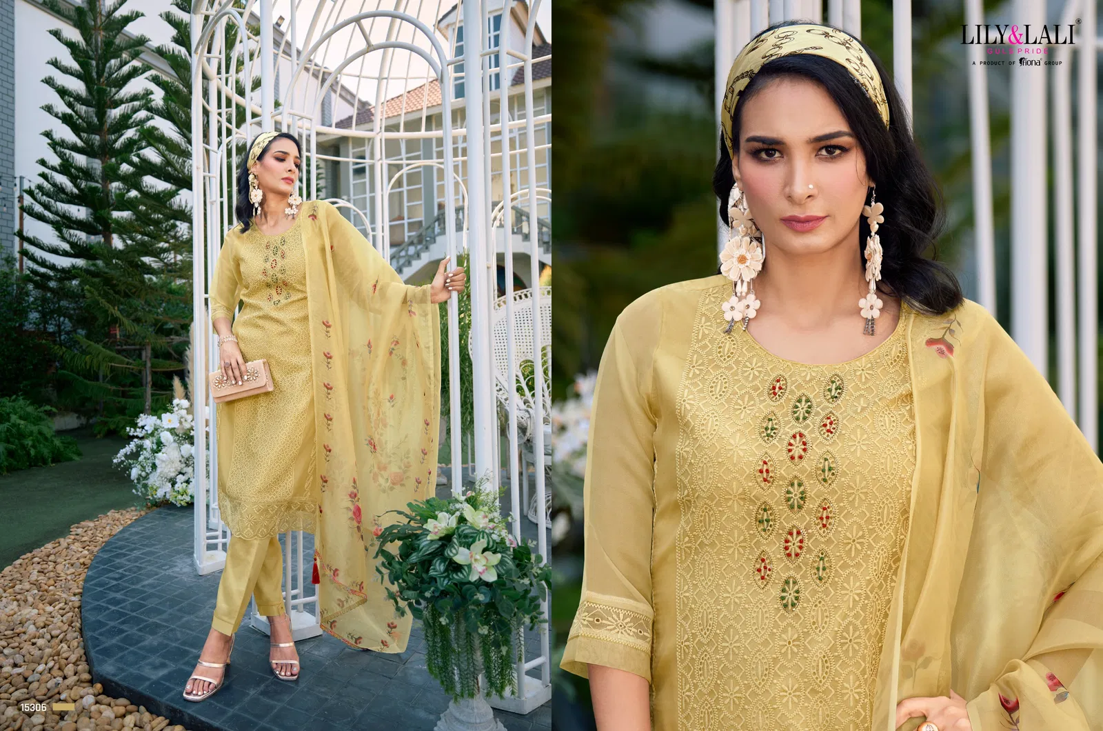 Chikankari Organza By Lily And Lali Kurti With Bottom Dupatta Wholesale Market in Surat with Price
