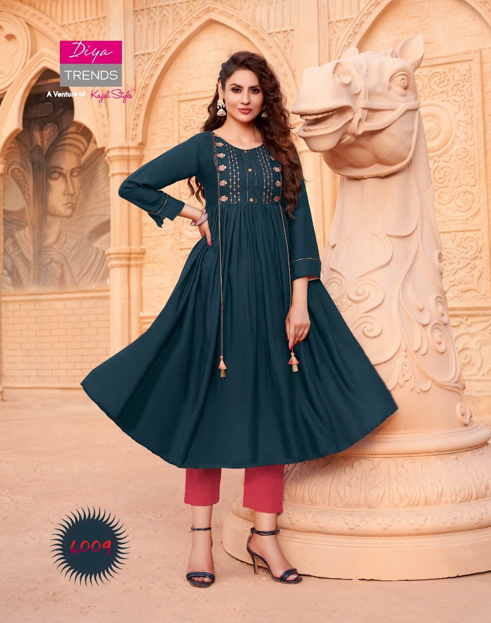 Ethnicity 6 Latest Fancy Festive Wear Designer Exclusive Rayon Embroidery Work Kurtis Collection
