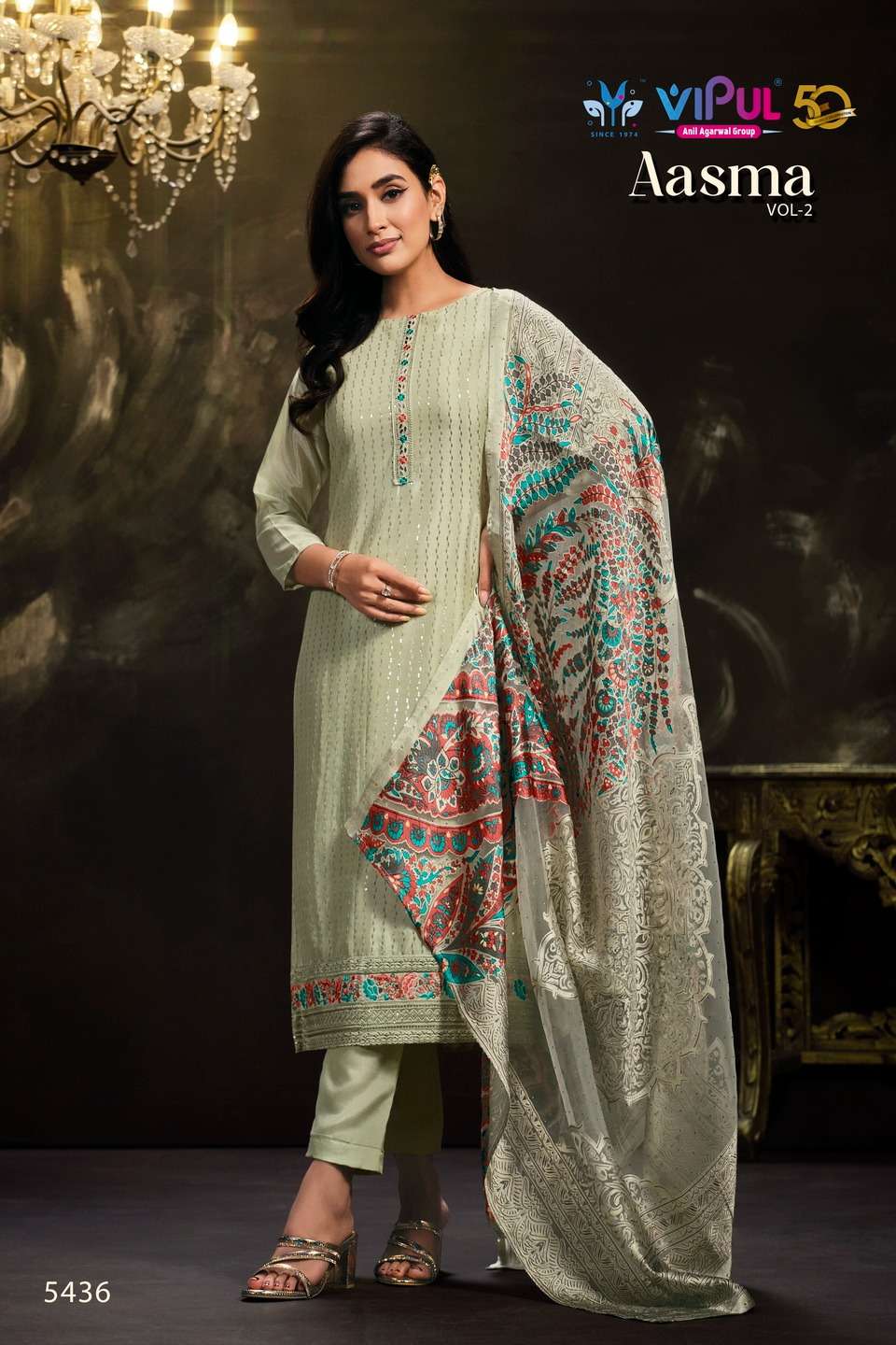 Aasma Vol 2 By Vipul Chinon Embroidery Salwar Suits Exporters In India