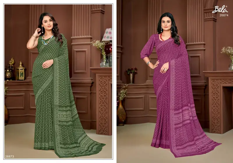 Stella Vol 18 By Bela Georgette Mill Print Saree Wholesalers In Delhi