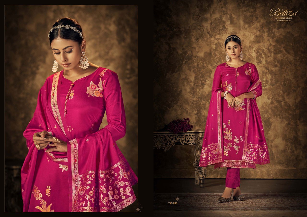 Saarang By Belliza Designer Dola Silk Dress Material Catalog