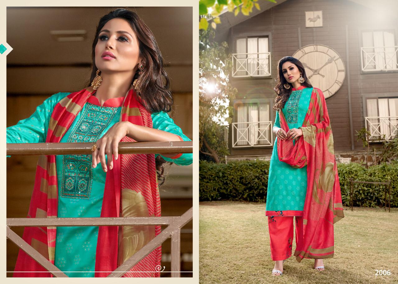 7 Clouds Utsav Pure Zam  Print With Neck Embroidery and Diamond Work Plazzo Salwar Suit Collections