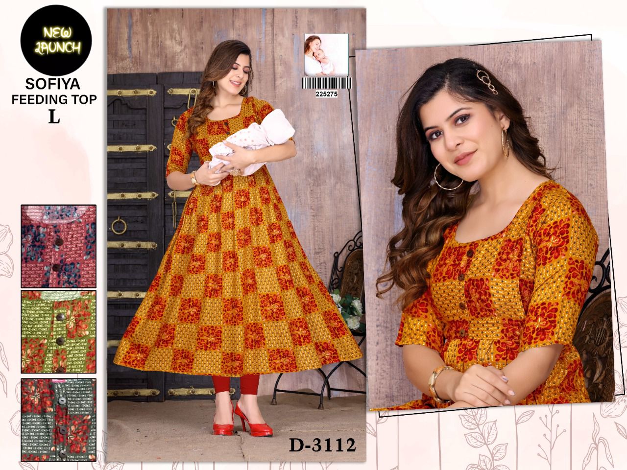 Sofiya 3112 Feeding Wear Rayon Printed Designer Anarakli Kurti Collection
